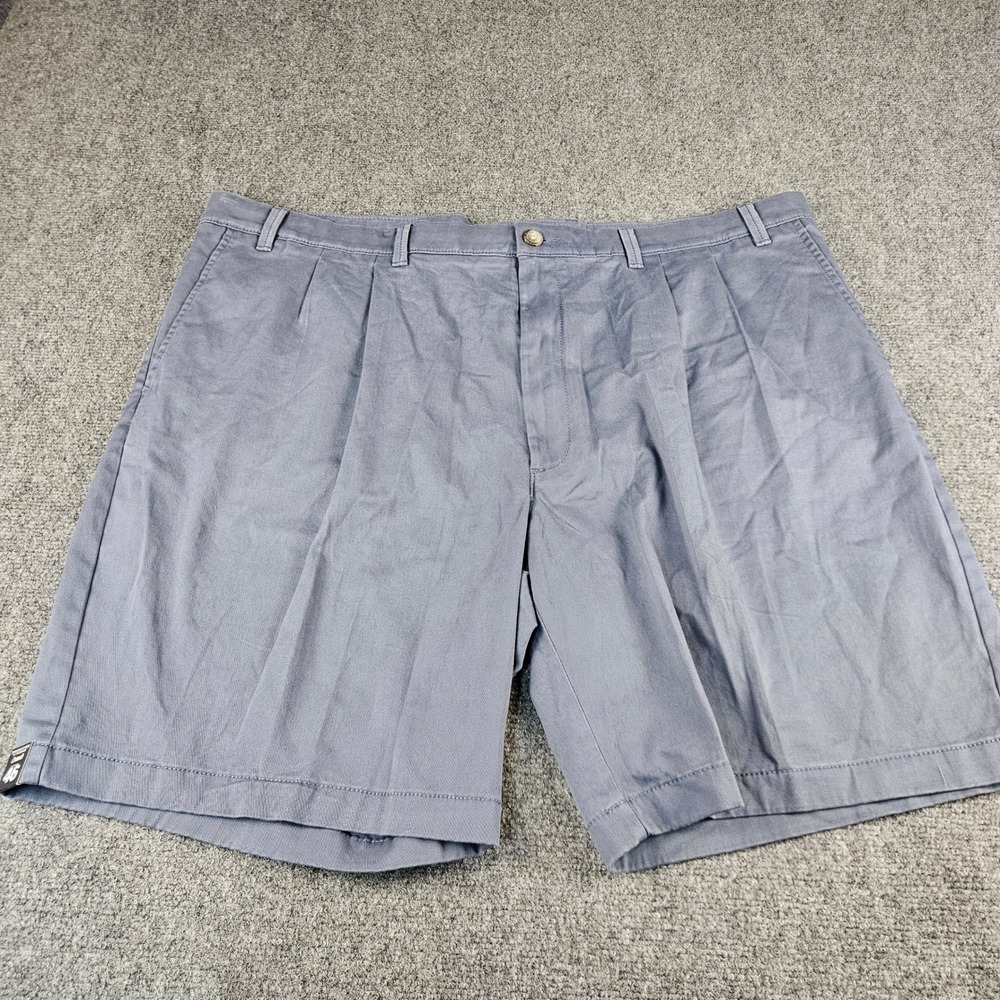 Roundtree & Yorke Casuals‎ Mens 46 Blue Gray Pleated Cotton Blend Twill Shorts
